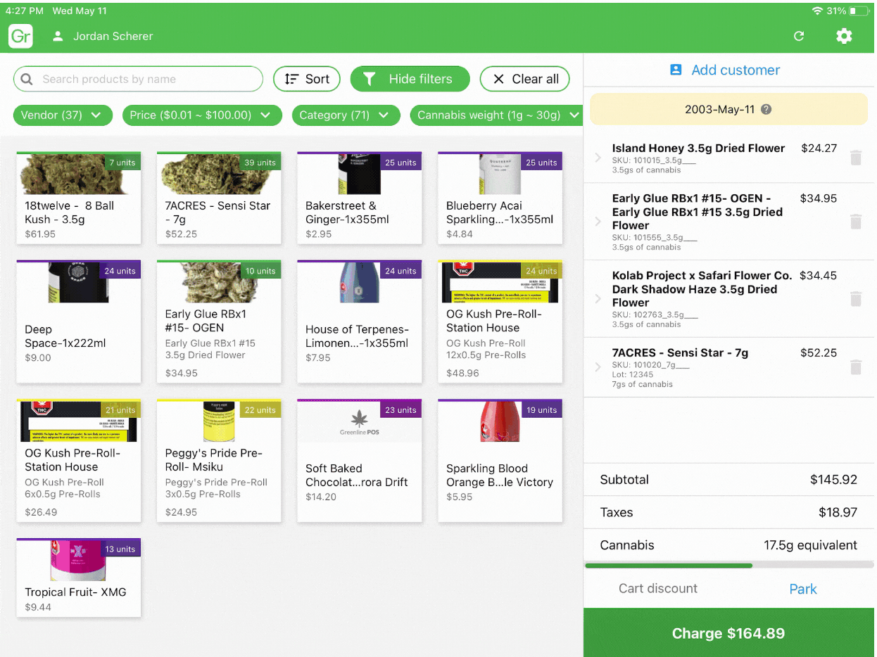 POS Searchability in Greenline
